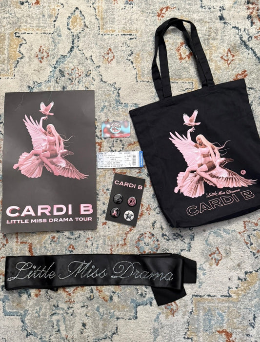 Cardi B Little Miss Drama Tour VIP Merch Bundle poster sash buttons tote bag
